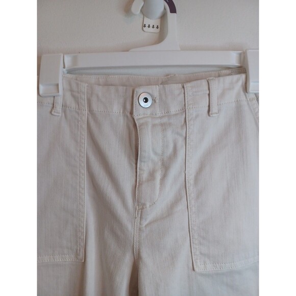 J Jill Denim Straight Leg High Rise Jeans 8 P Cream Ivory Raw Hem Cropped - Picture 3 of 8